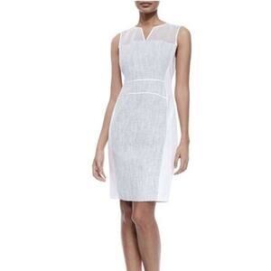 NWT Elie Tahari Anya Size 8 White Gray Tweed Panel Sleeveless Sheath Dress $398